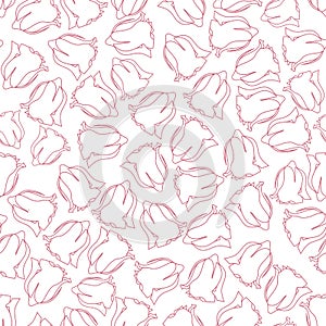 Vector minimal pink roses seamless pattern on the white background.