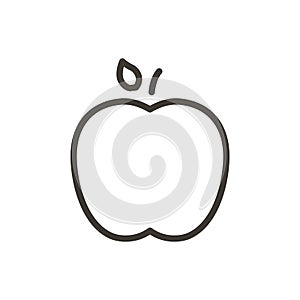 Vector minimal thin line icon outline linear stroke illustration of an apple. Fresh healthy fruit