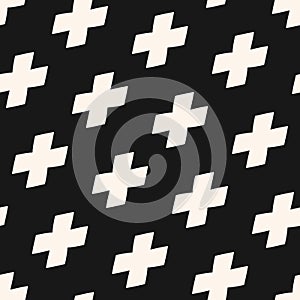 Vector minimalist geometric seamless pattern with crosses in diagonal array