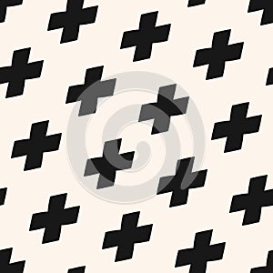 Vector minimalist geometric seamless pattern with crosses in diagonal array