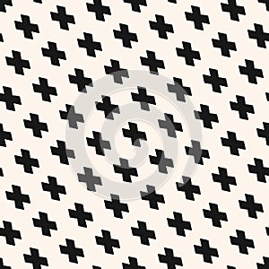 Vector minimalist geometric seamless pattern with crosses in diagonal array
