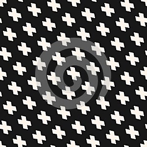 Vector minimalist geometric seamless pattern with crosses in diagonal array