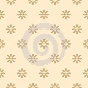 Vector minimalist geometric seamless pattern. Subtle texture with small flower silhouettes. Simple abstract white and