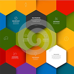 Vector Minimalist Infographic template with hexagons mosaic