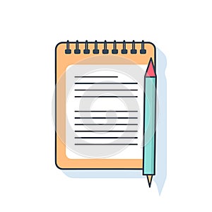 Vector of a minimalist notepad and pencil on a white background