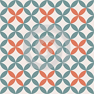 Vector minimalist pattern in mid century geometric design with circles and abstract shapes. Vintage style