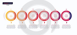 Vector minimalistic infographic template composed of 6 circles