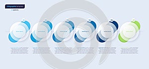 Vector minimalistic infographic template composed of 6 circles