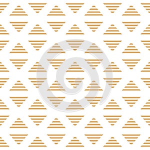 Vector minimalistic Striped golden triangles of rhombus Seamless pattern. photo