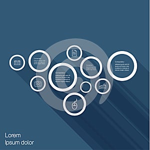 Vector minimalistic template. Outlie bubbles with flat shadow. A