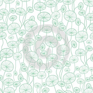 Vector mint green and white underwater seaweed plant texture drawing seamless pattern background. Great for subtle