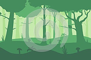 Vector misty forest background