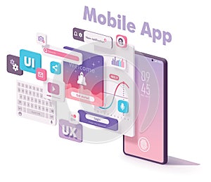 Vector mobile app creation illustration