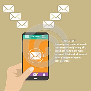 Vector mobile app - email marketing and promotion