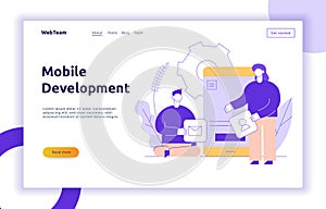 Vector mobile application or website development banner