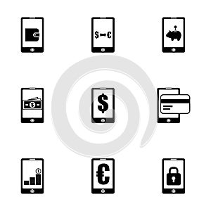 Vector mobile banking icon set