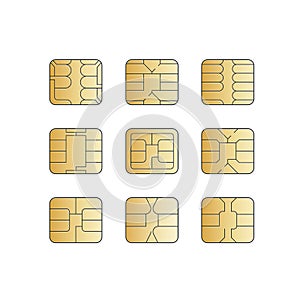 Vector Mobile Cellular Phone Sim Card Chip Set