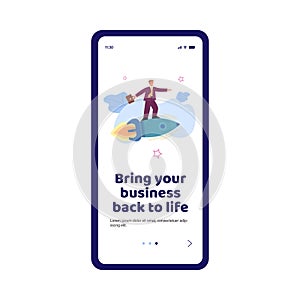 Vector mobile phone app for business back to life or start new project or startup