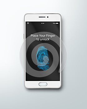 Vector Mobile Phone with Finger Touch Id Isolated