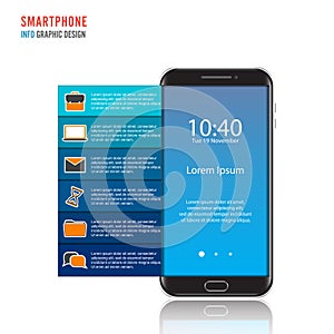 Vector mobile phone for infographic. Template for diagram, graph, presentation and chart. Business concept with 6 options, parts,