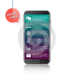 Vector mobile phone for infographic. Template for diagram, graph, presentation and chart. Business concept with 6 options, parts,