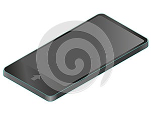 Vector mobile phone in isometric perspective. Wireless technology, black smartphone, digital tablet.