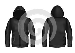 Vector mockup with realistic black hoodie