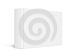 Vector mockup of standing horizontal hardcover book with white blank cover isolated