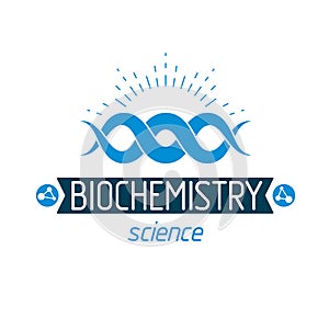 Vector model of human DNA, double helix. Bioengineering and genetics conceptual vector logo.