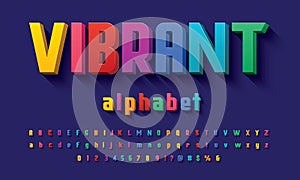 Vector of modern 3D bold alphabet design