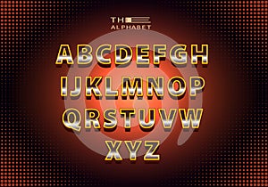 Vector of modern 3D neon font letters. Glowing 3d letters.