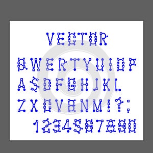 Vector of Modern Alphabet Letters and numbers, Lines stylized simulates the operation of the program s graphical editor, Minimal L