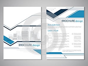 Vector modern brochure, abstract flyer with background of buildings. City scene. Layout template. Aspect Ratio for A4 size. Poster
