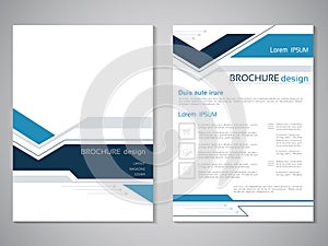 Vector modern brochure. Design of annual report, abstract flyer with technology background. Layout template. Poster of dark blue, photo