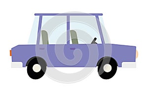 Vector modern cartoon car. Purple auto funny and cute