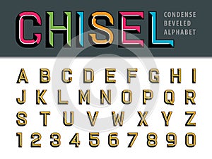 Vektor z abeceda a čísla skosený štylizovaný fonty 