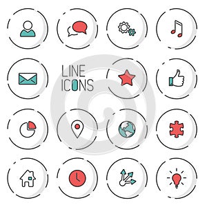 Vector Modern circle thin line icon collection