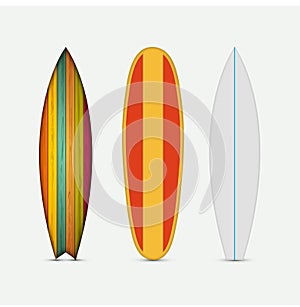 Vector modern colorful surfboard set