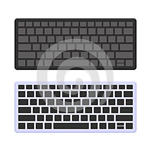 Vector modern computer keyboard isolated on white background, black and white design