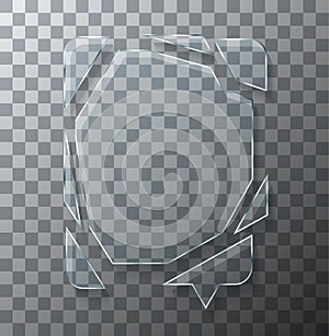 Vector modern concept broken bubble speech glass on transparent background.