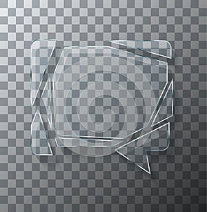 Vector modern concept broken bubble speech glass on transparent background.