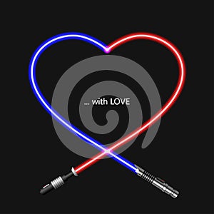 Vector modern concept heart and lightsaber for Valentines day photo