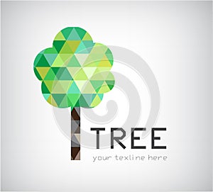 Vector modern crystal tree logo, eco organic icon