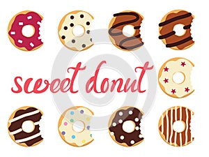 Vector glazed colorful donuts