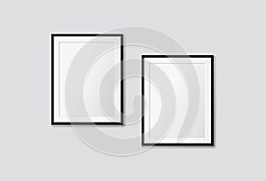 Vector modern frames on a white wall. Galery mock up photo