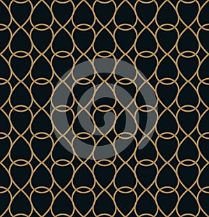 Vector modern geometric tiles pattern. golden lined shape. Abstract art deco seamless luxury background