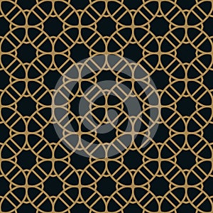 Vector modern geometric tiles pattern. golden lined shape. Abstract art deco seamless luxury background