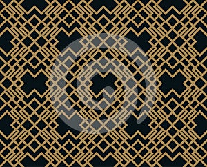 Vector modern geometric tiles pattern. golden lined shape. Abstract art deco seamless luxury background