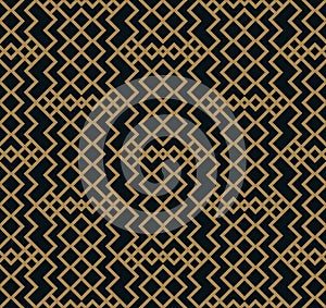 Vector modern geometric tiles pattern. golden lined shape. Abstract art deco seamless luxury background