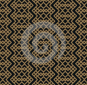 Vector modern geometric tiles pattern. golden lined shape. Abstract art deco seamless luxury background